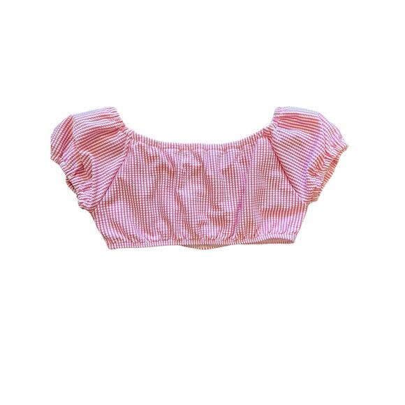 New Janie and Jack PINK PINSTRIPE SEERSUCKER Retro 2 PC Tankini Bathing Suit 7 - Picture 4 of 8